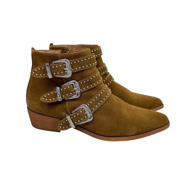 Aqua Suede Buckle Ankle Boot - Picture 1 of 8